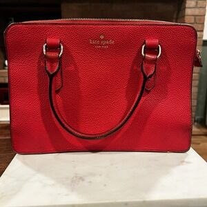 Kate Spade New York Mulberry Street Lise Satchel Crossbody Pebble Red Leather